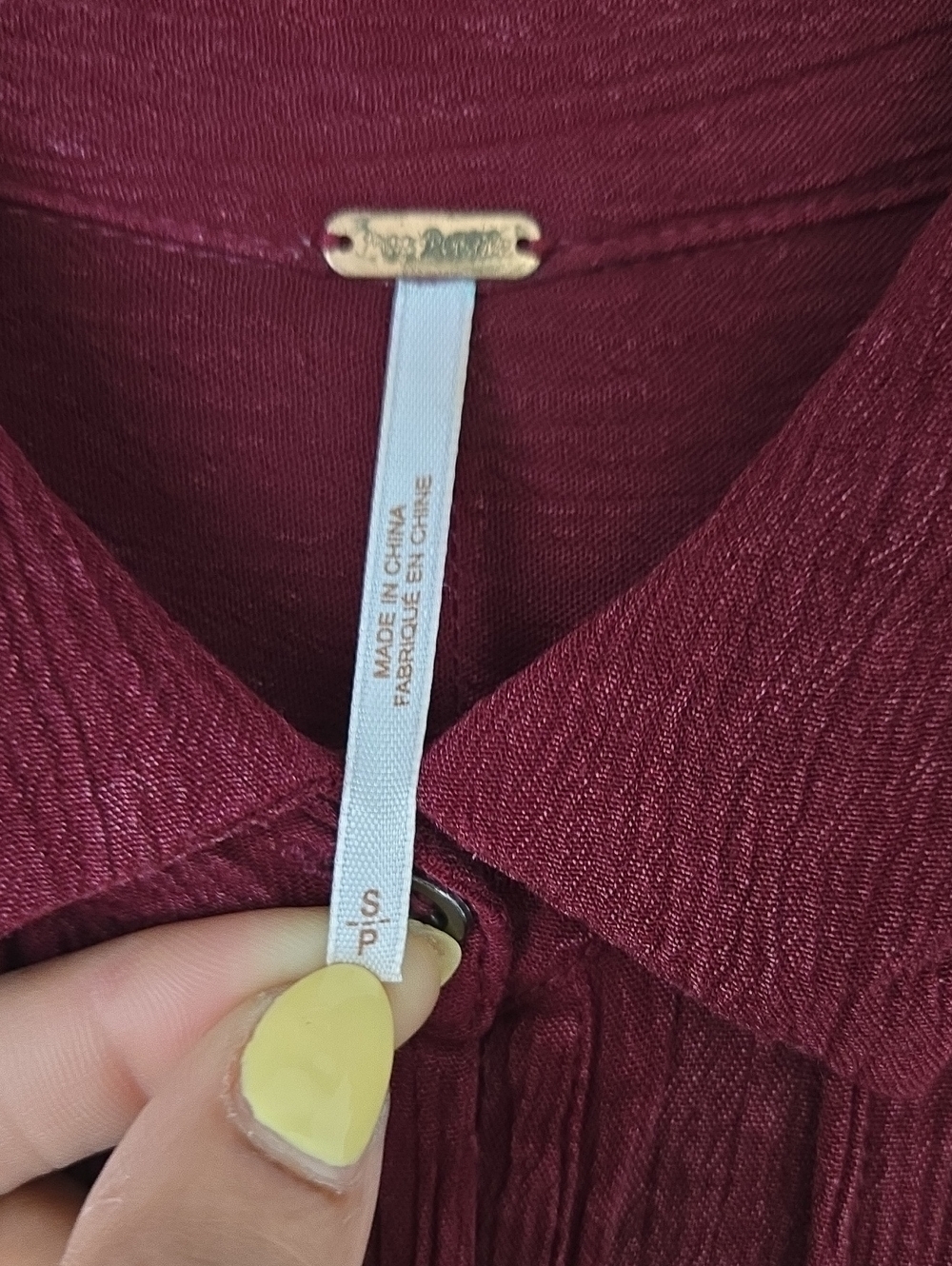 Free People Crinkle Spin Me Tunic Shirt Dress Burgundy Size Small NWOT Boho Over - Picture 11 of 12
